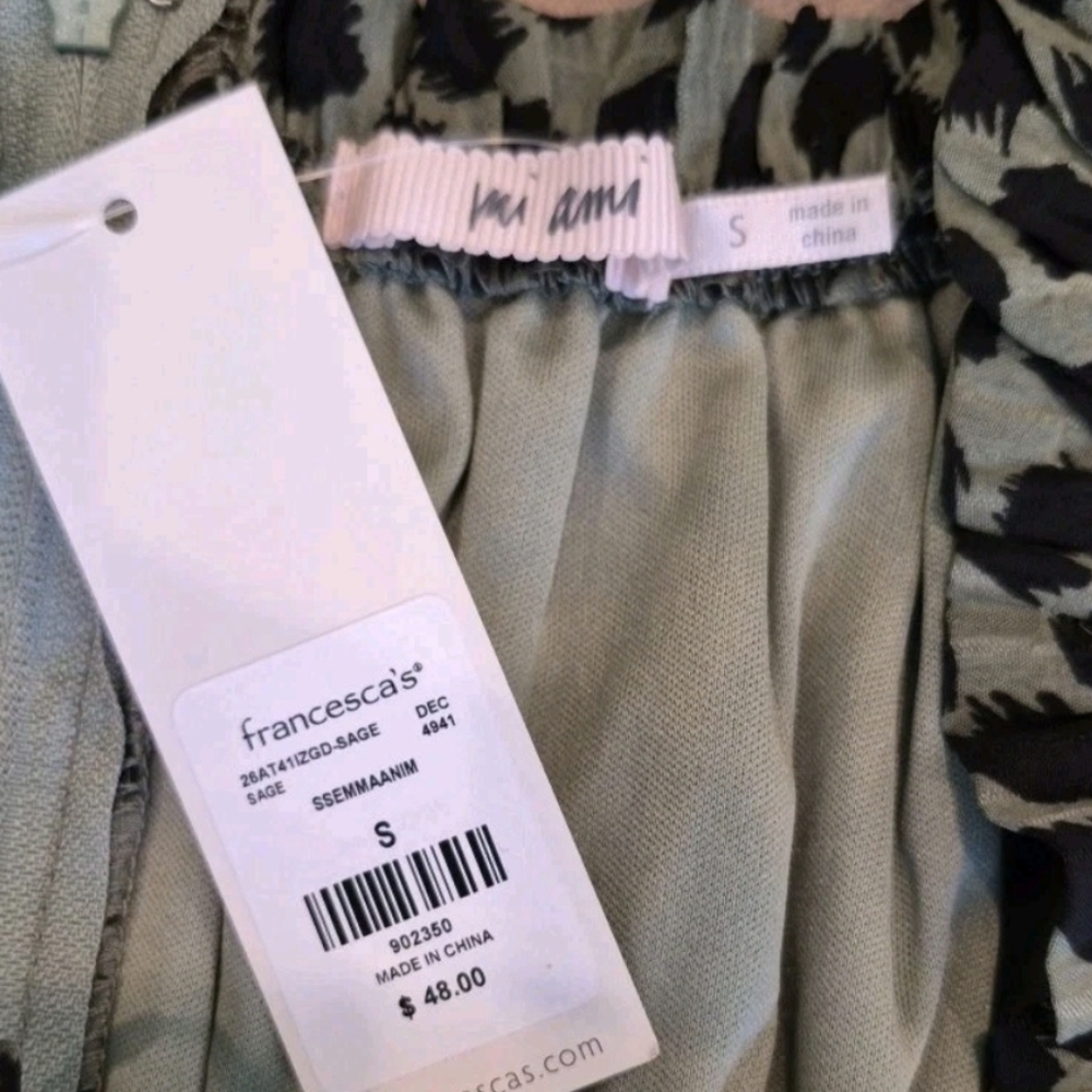 Francesca's Mi Ami Green & Black Animal Print Short Sleeve A-Line Dress, Small - Picture 11 of 14